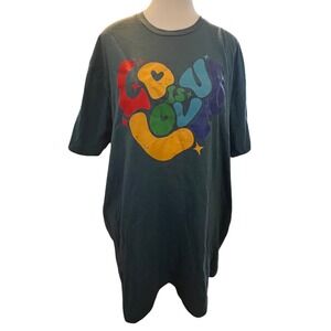 Circle‎ Clothing Graphic T Shirt Love is Love Retro Vintage Style Gray XXL